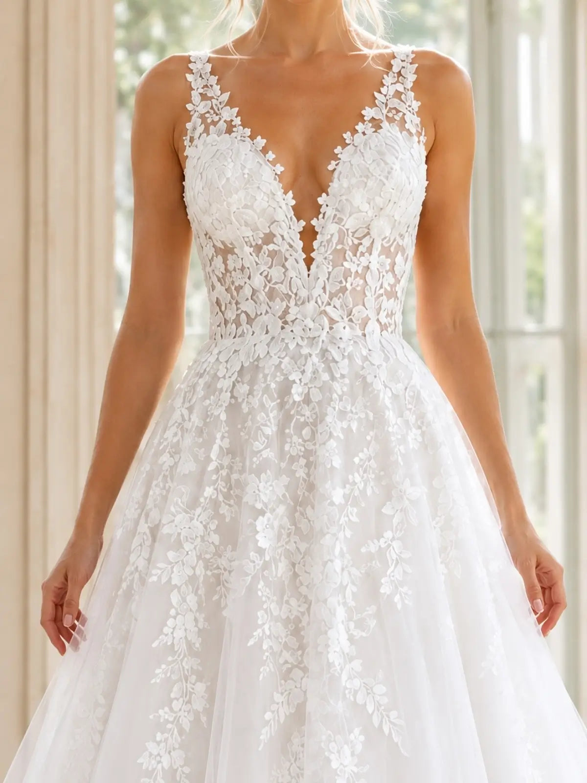 A-Line Wedding Dress with Tulle Details