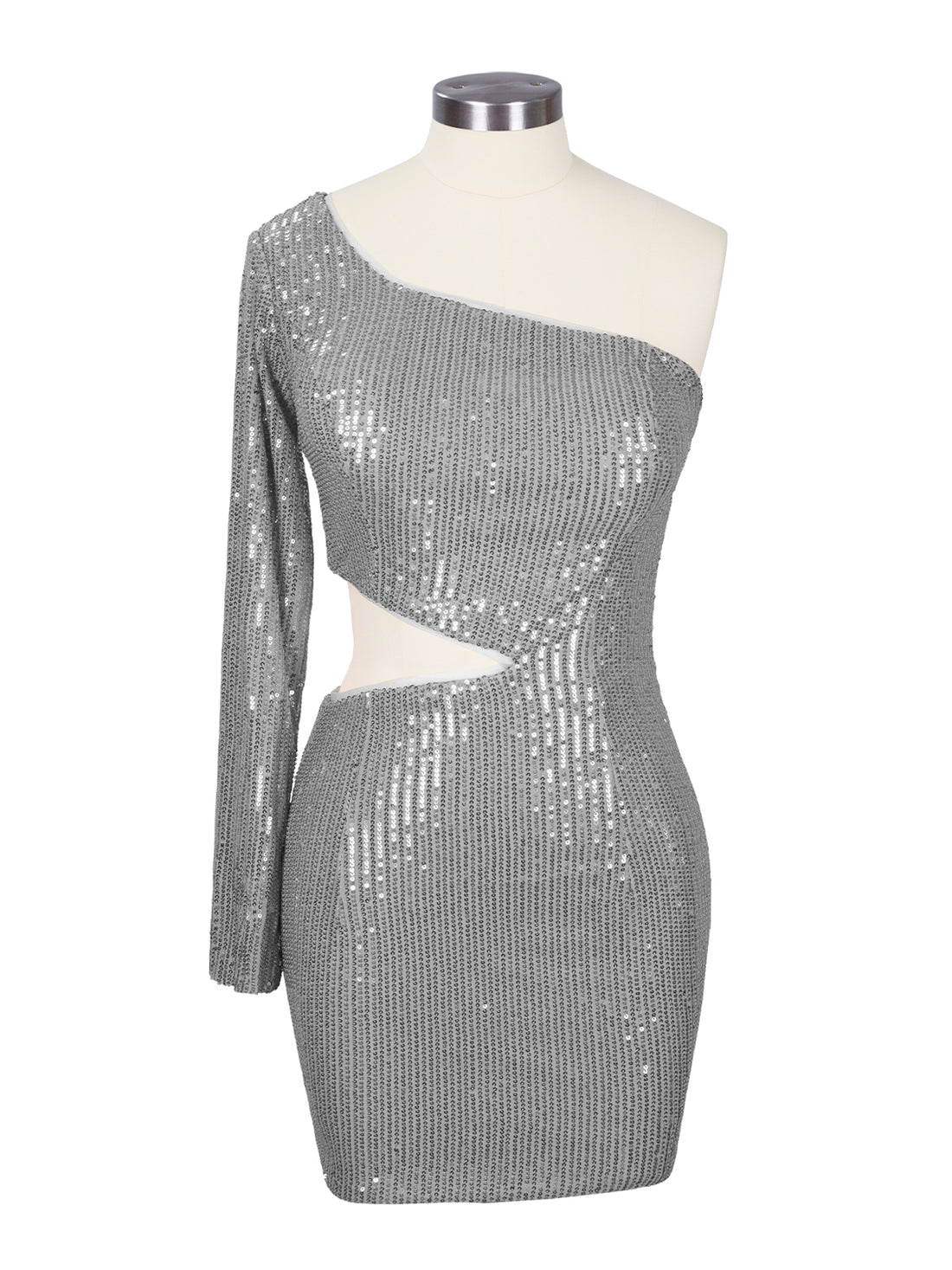Waist Cutout One Shoulder Mini Dress 