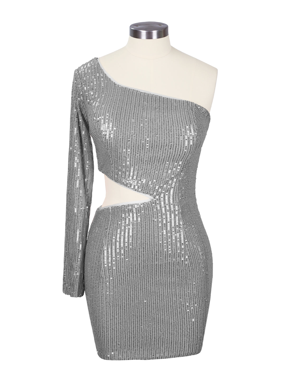 Waist Cutout One Shoulder Mini Dress 
