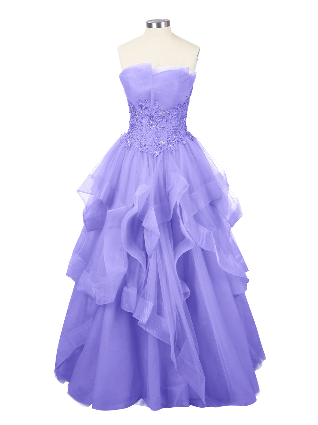 Tiered Strapless Prom Dress 