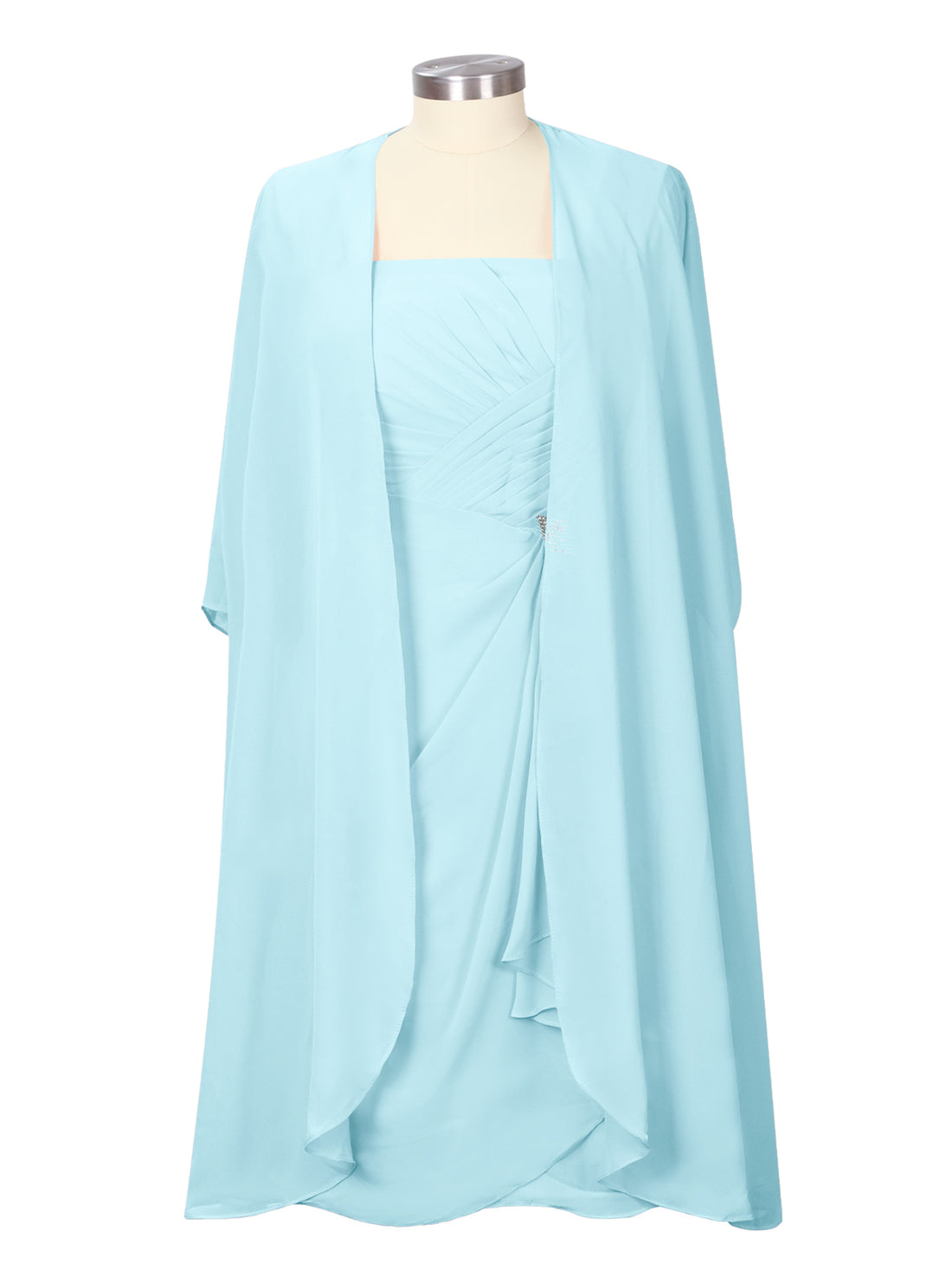 Ruched Chiffon Two-Piece Dress Set 