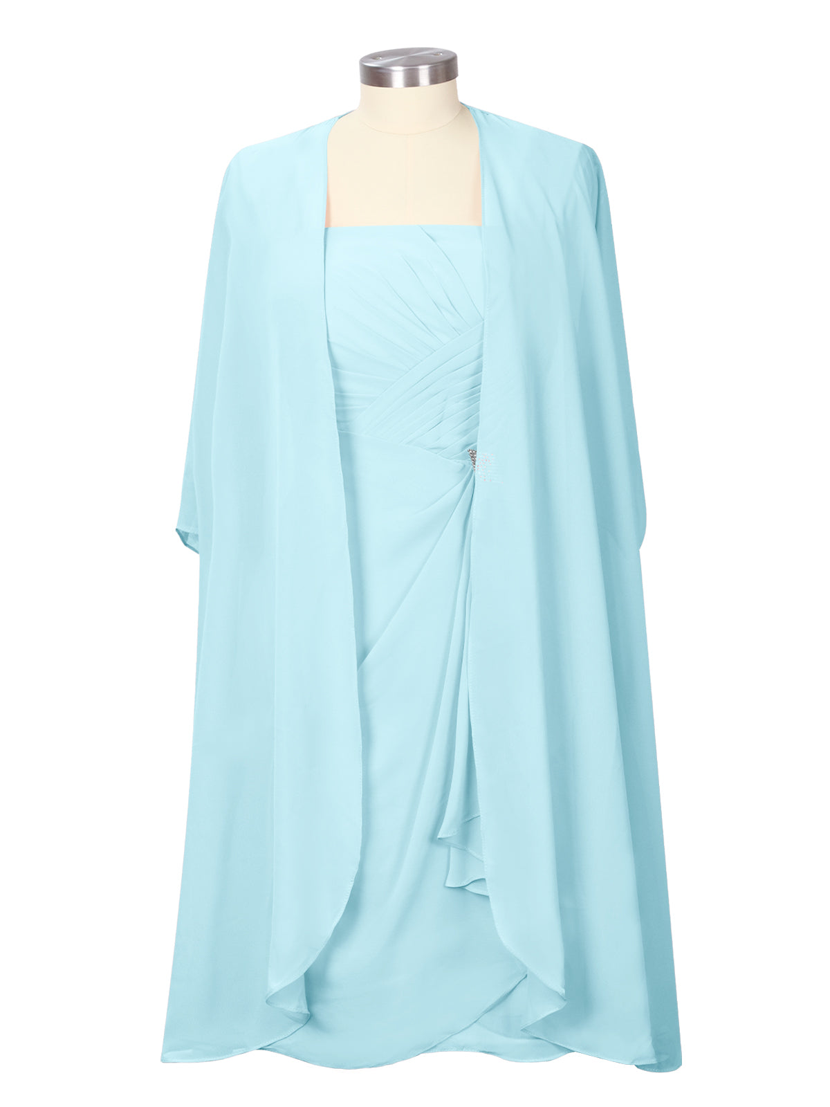 Ruched Chiffon Two-Piece Dress Set 