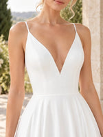 Satin A-Line Wedding Dress with Applique Details