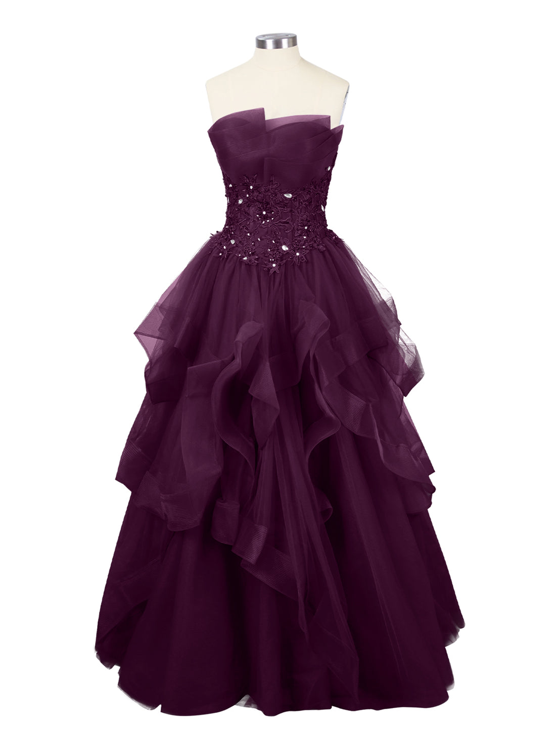 Tiered Strapless Prom Dress 
