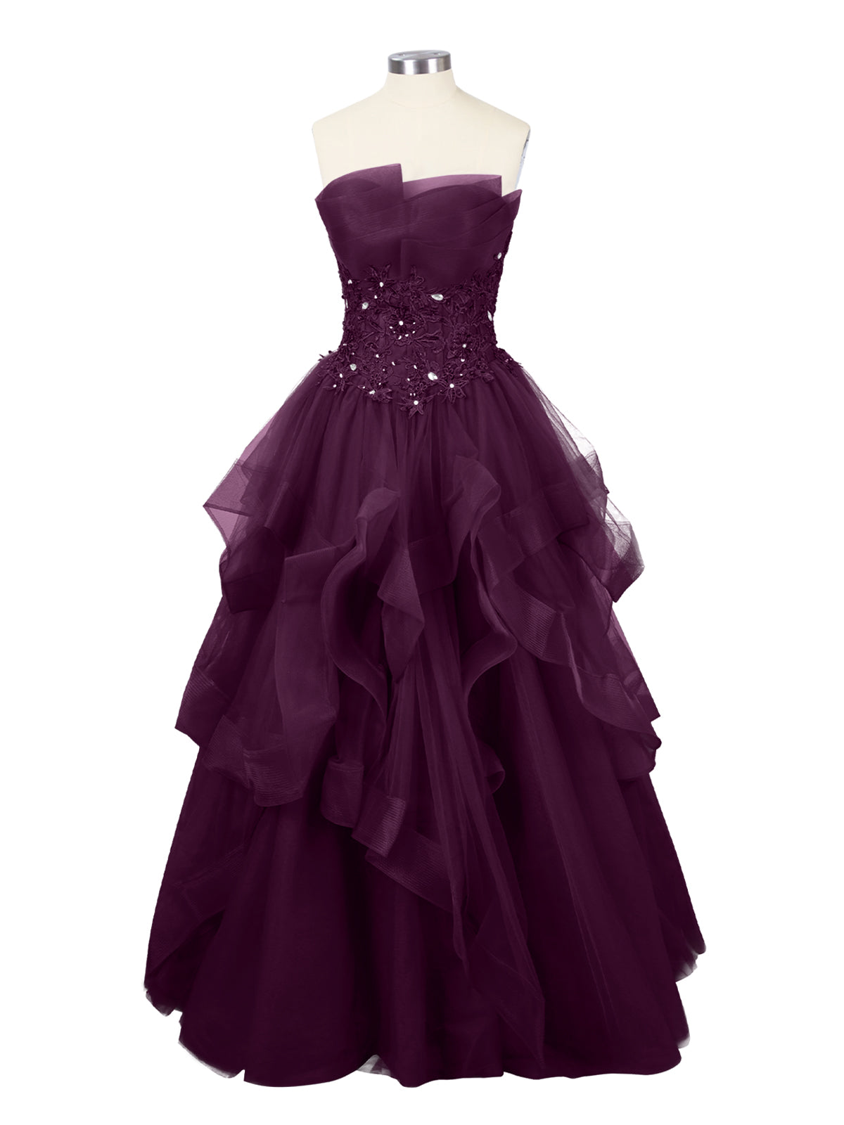 Tiered Strapless Prom Dress 