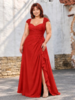 Chiffon Mother of the Bride Dress with Lace Appliques-Plus Size 