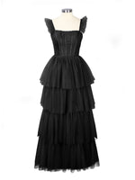 Ruffled Strap Tiered Tulle Bridesmaid Dress 
