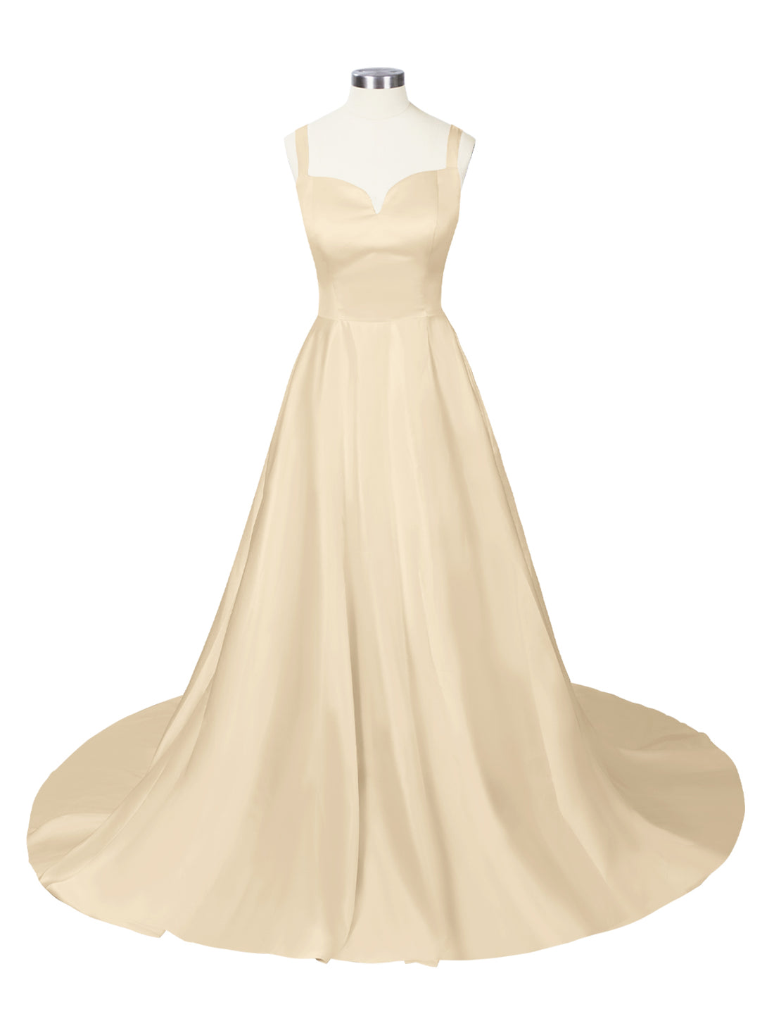 Sweetheart Satin Chapel Train Wedding Dress 