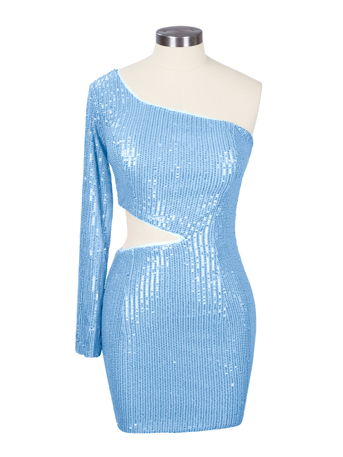 Waist Cutout One Shoulder Mini Dress 