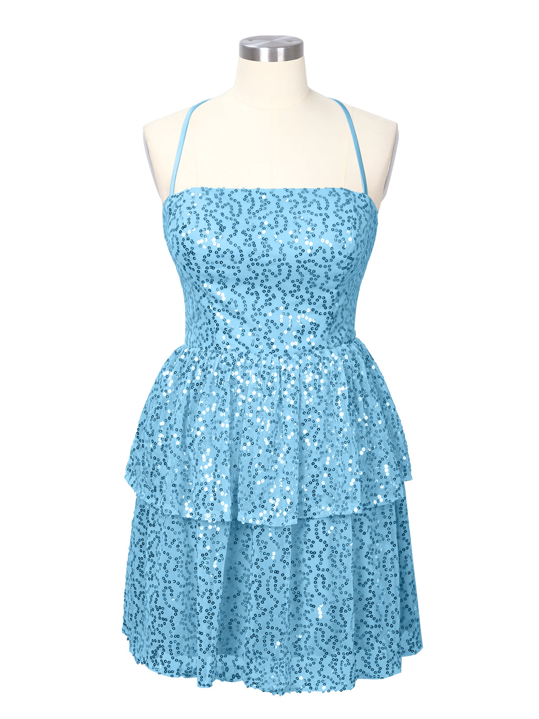 Sequined Halter Flare Mini Dress 
