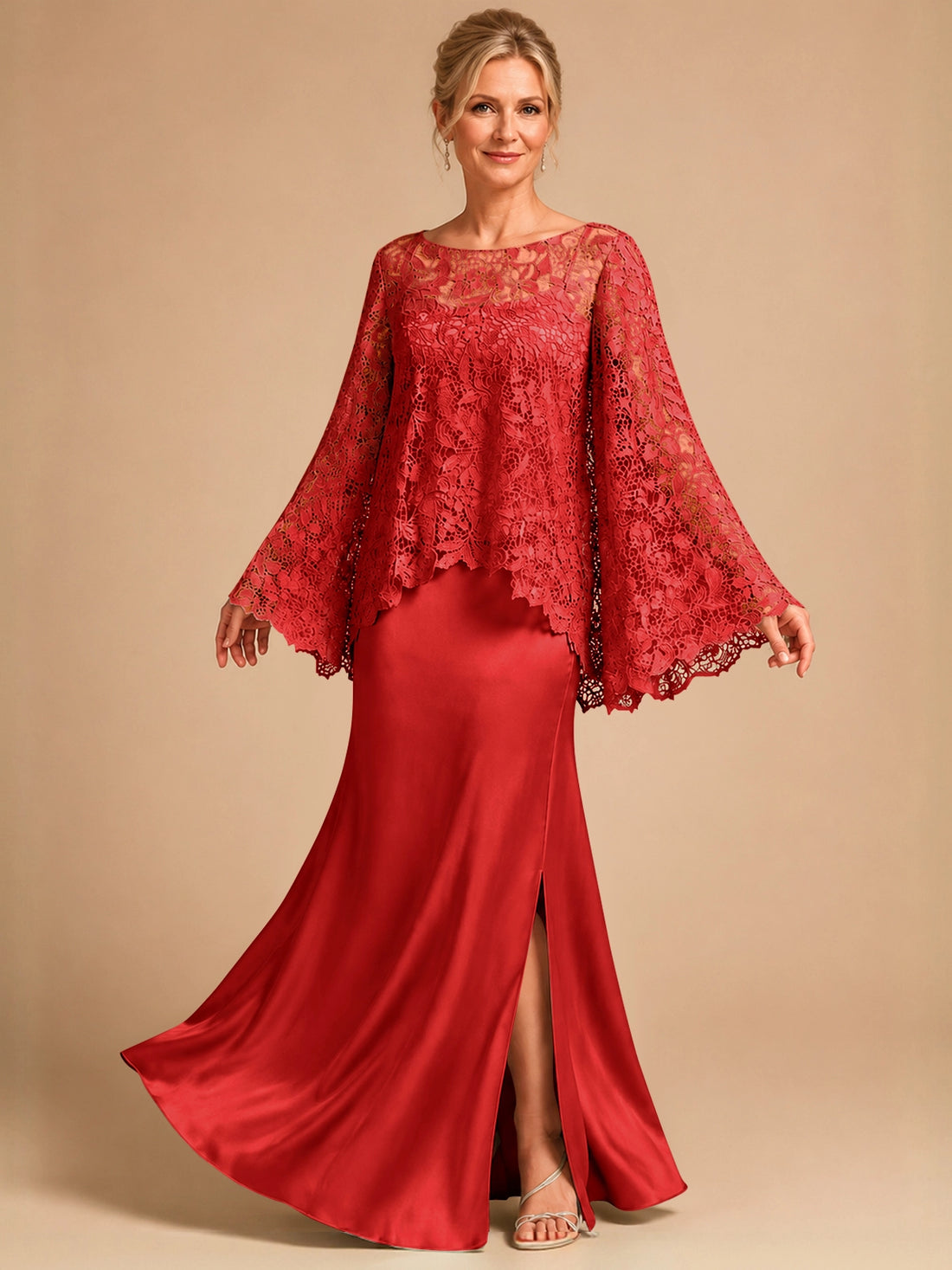 Two-piece Mother of the Bride Dress with Lace Top 