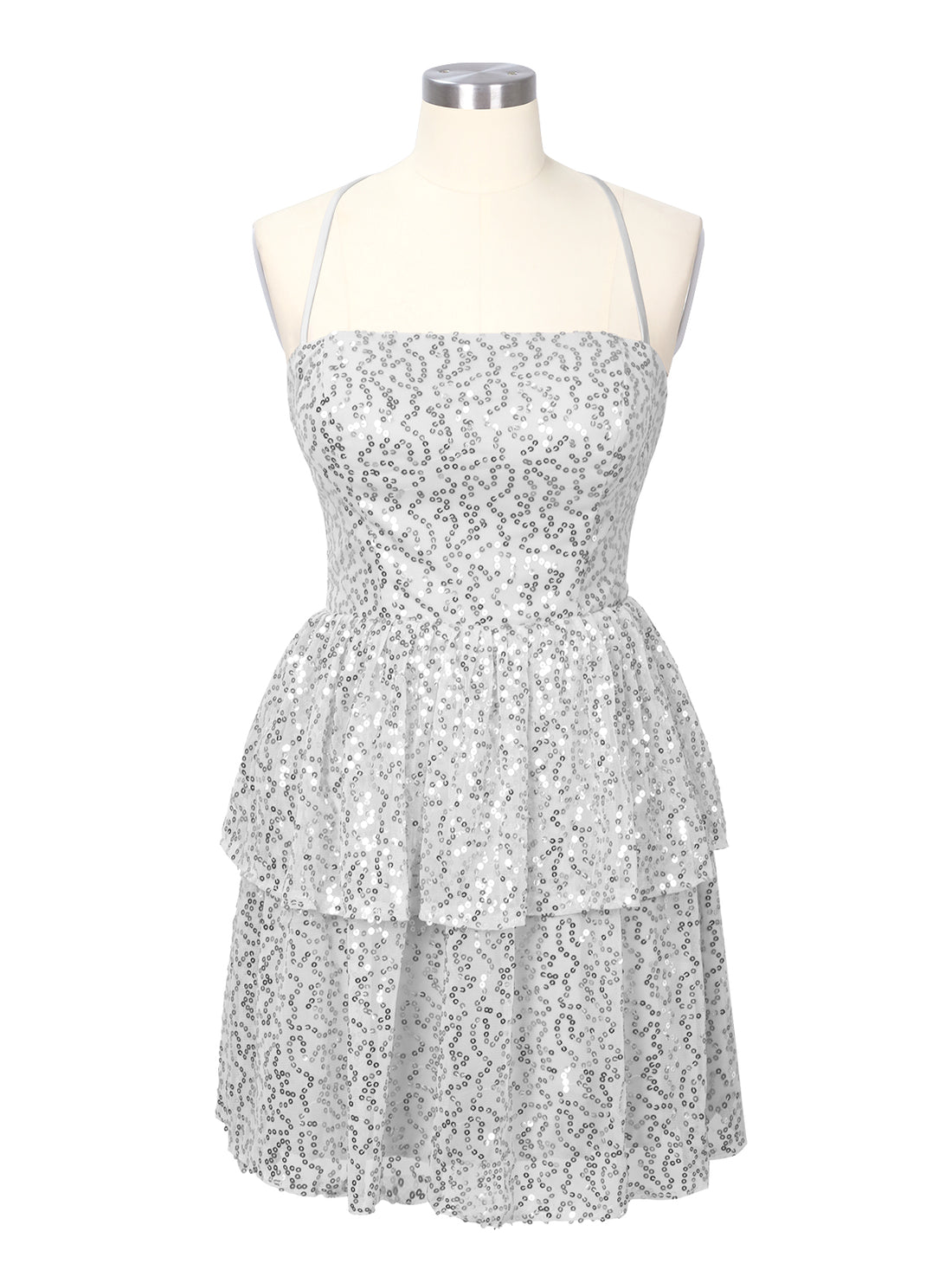 Sequined Halter Flare Mini Dress 