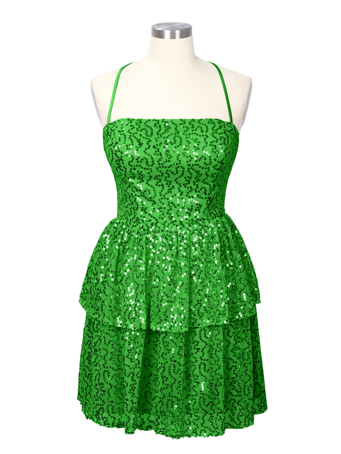 Sequined Halter Flare Mini Dress 