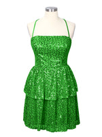Sequined Halter Flare Mini Dress 