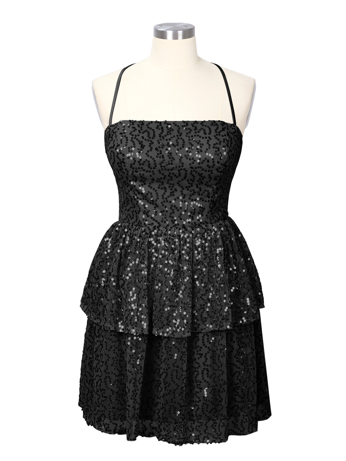 Sequined Halter Flare Mini Dress 