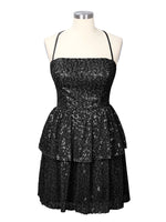 Sequined Halter Flare Mini Dress 