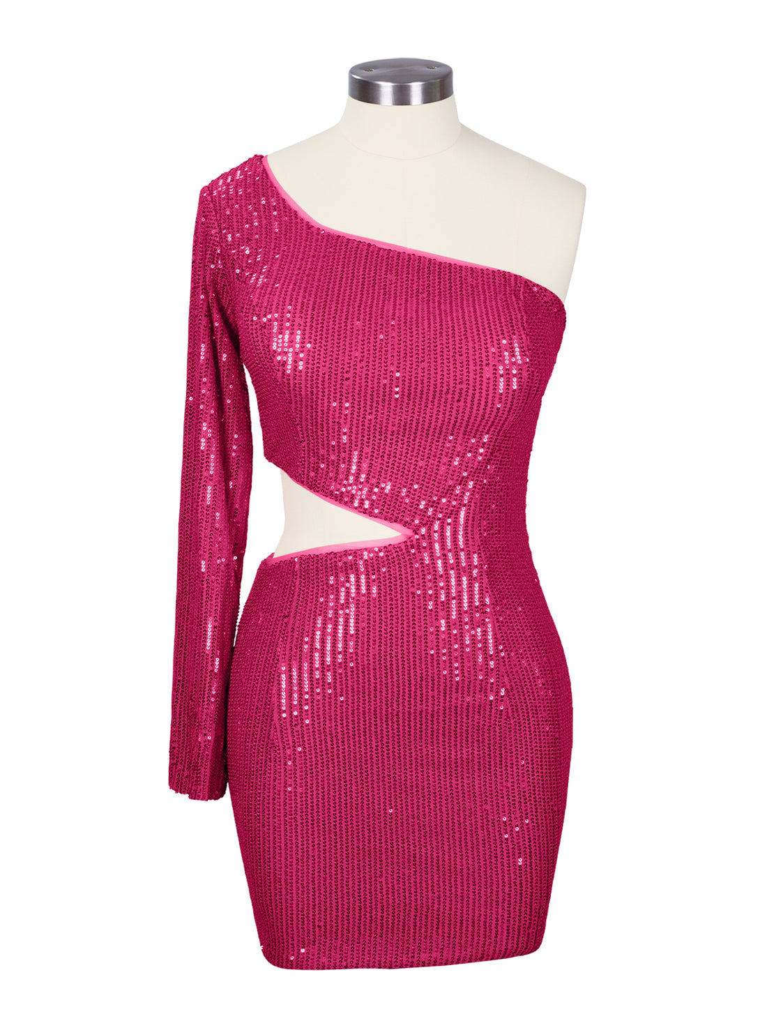 Waist Cutout One Shoulder Mini Dress 