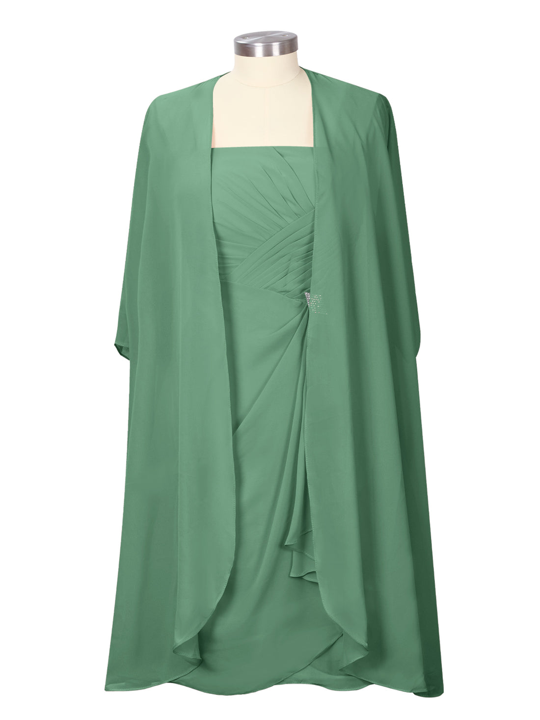 Ruched Chiffon Two-Piece Dress Set 