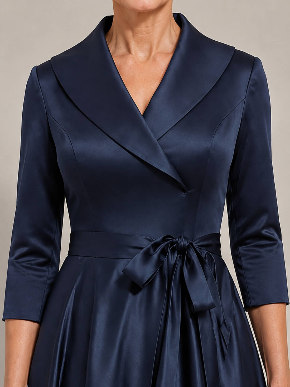 Surplice Neck Mother of the Bride Dress with Sash