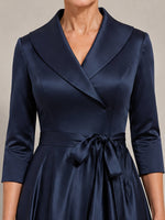 Surplice Neck Mother of the Bride Dress with Sash