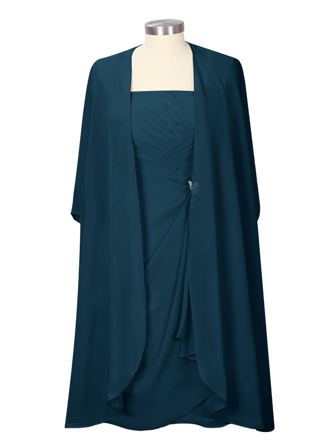 Ruched Chiffon Two-Piece Dress Set 