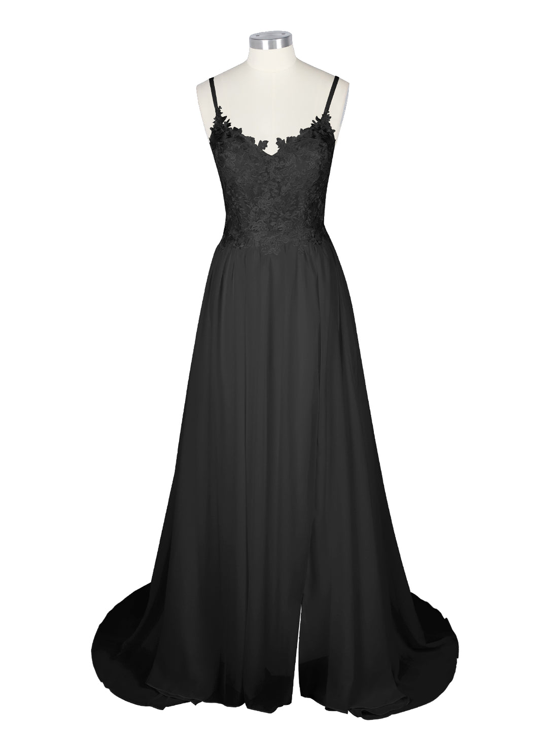 Applique Slit Chiffon Wedding Dress 