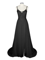 Applique Slit Chiffon Wedding Dress 