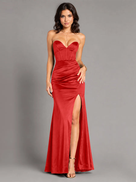 Silk-like Prom Dress with High Slit 