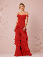Chiffon Bridesmaid Dress with Tiered Ruffles 