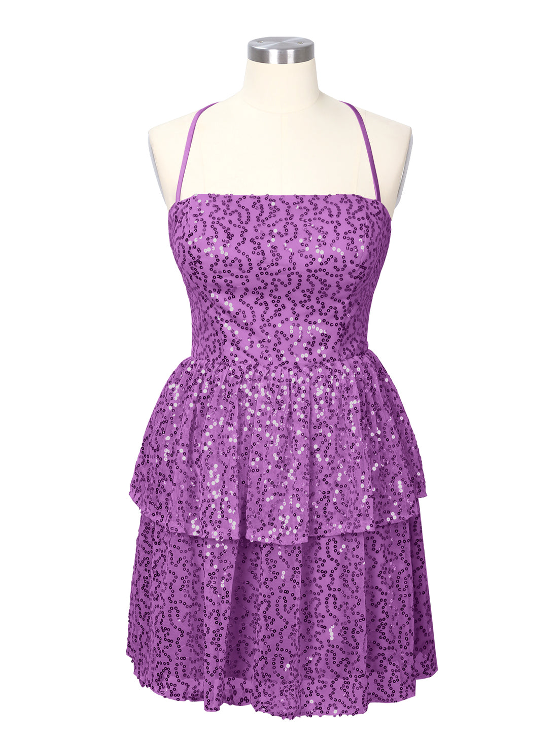 Sequined Halter Flare Mini Dress 