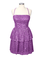 Sequined Halter Flare Mini Dress 