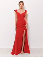 Chiffon Bridesmaid Dress with Ruffle Straps 