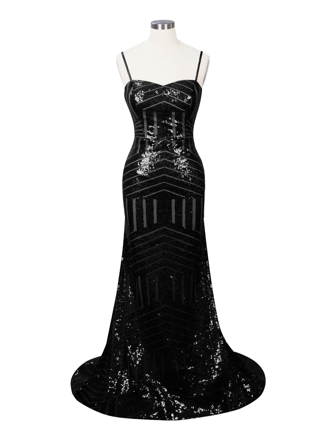 Geometric Sequin Prom Dress 