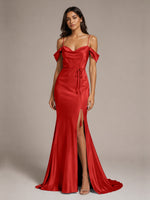 Mermaid Bridesmaid Dress with Tie Waist Sash