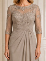 Lace Mother of the Bride Dress with 3/4 Sleeves
