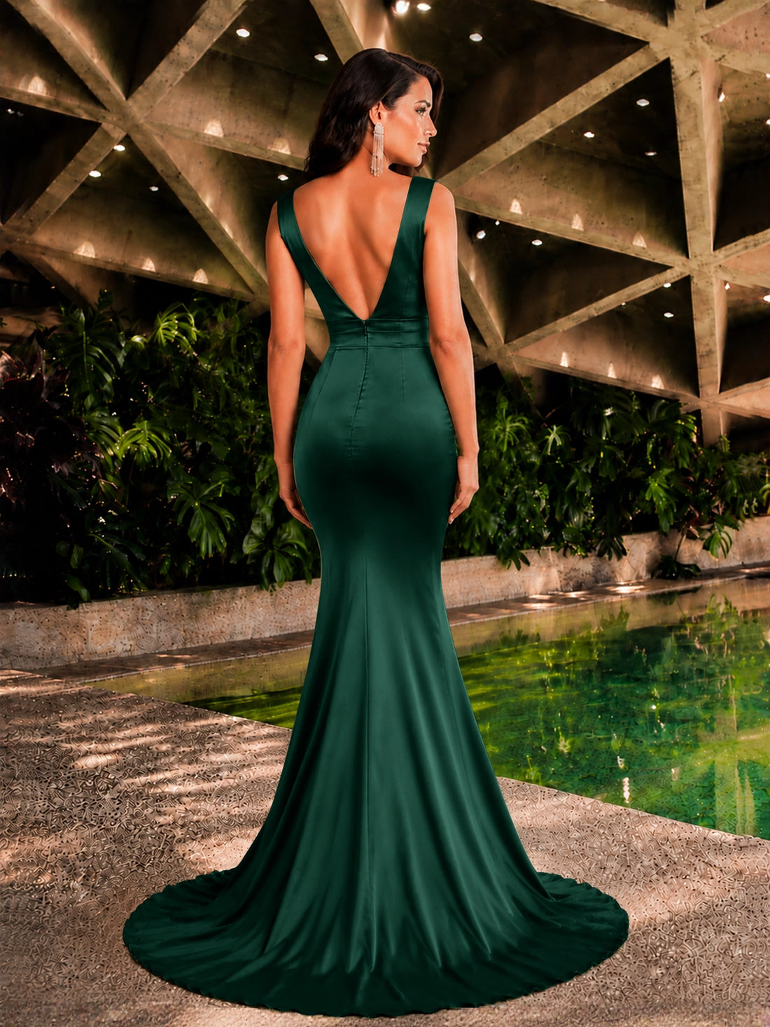 Mermaid Prom Dress with Deep V-neck
