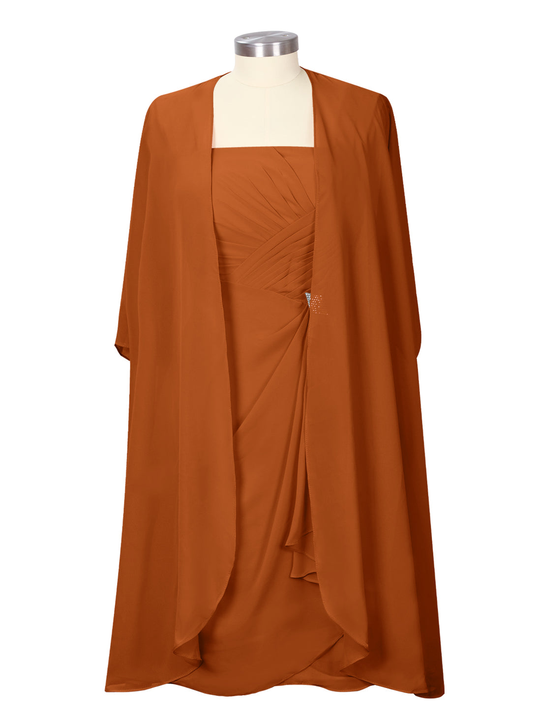Ruched Chiffon Two-Piece Dress Set 