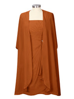 Ruched Chiffon Two-Piece Dress Set 