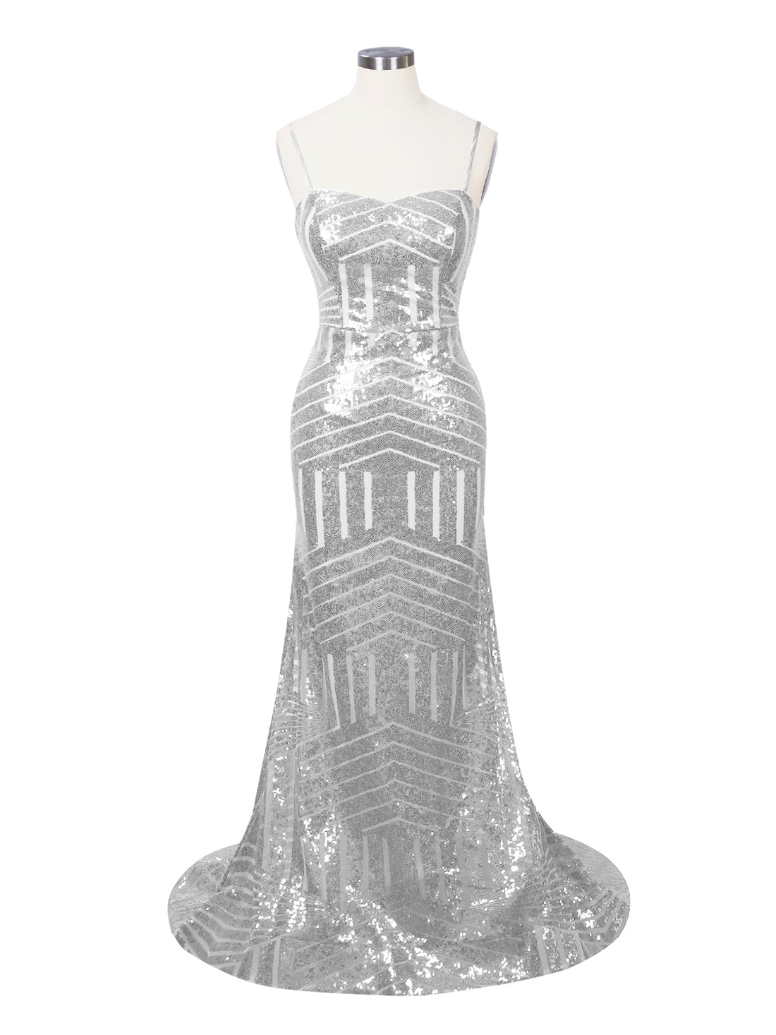Geometric Sequin Prom Dress 