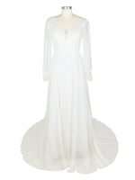 Lace V-Neck Slit Wedding Dress 