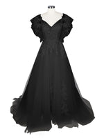 Illusion Tulle Applique Wedding Dress 