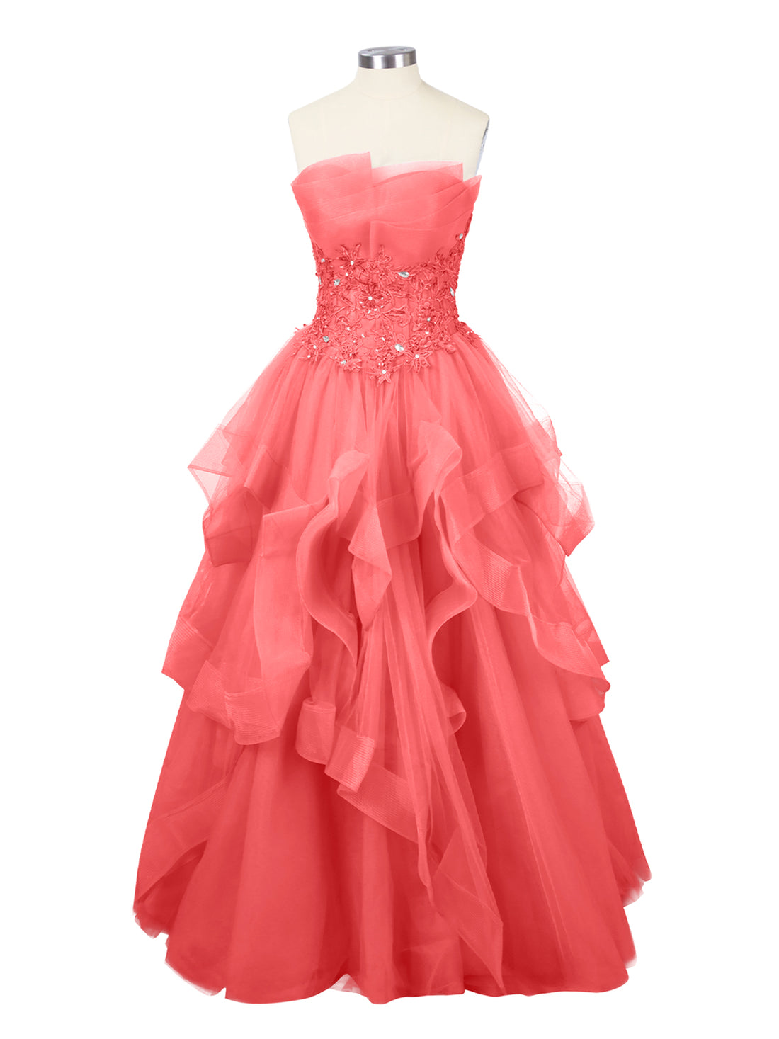 Tiered Strapless Prom Dress 