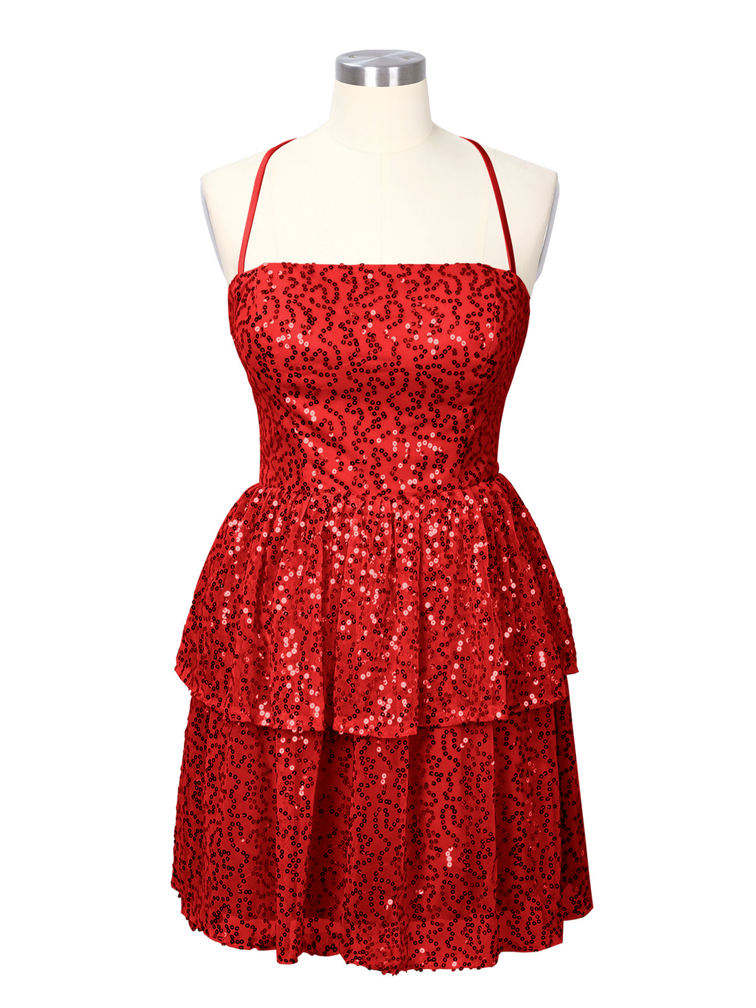 Sequined Halter Flare Mini Dress 