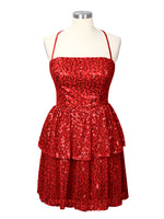 Sequined Halter Flare Mini Dress 