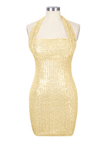 Halter Sequin Sheath Mini Dress 