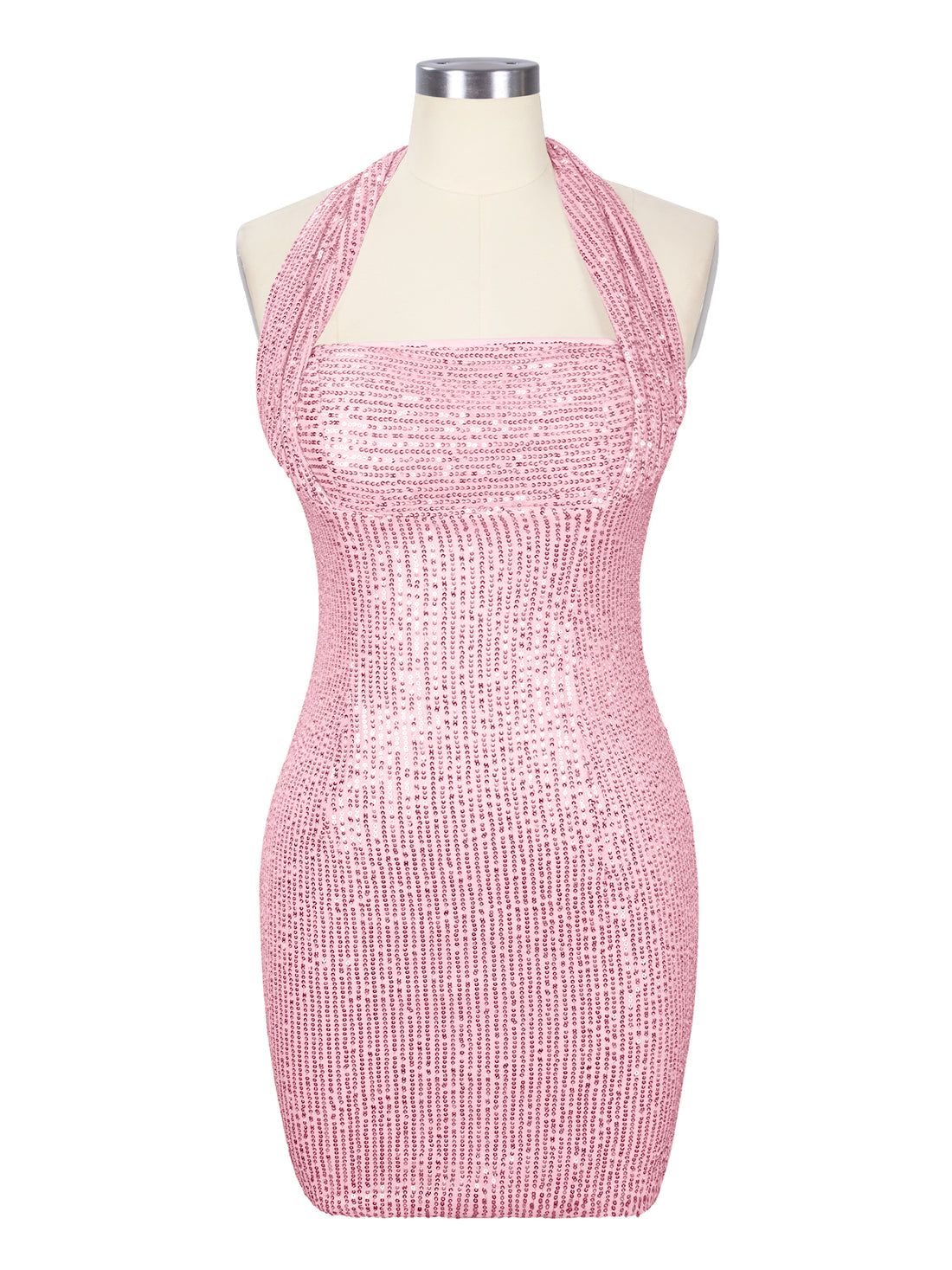 Halter Sequin Sheath Mini Dress 
