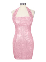 Halter Sequin Sheath Mini Dress 