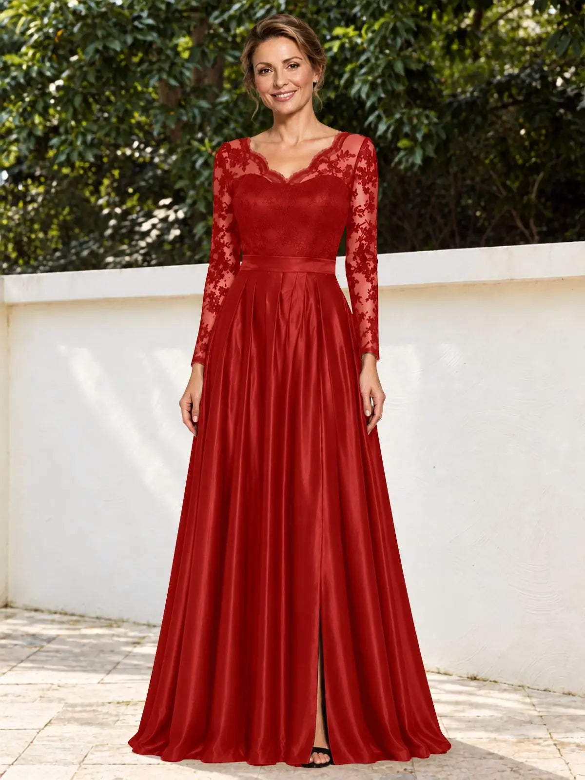Satin Mother of the Bride Dress with Appliques