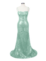 Geometric Sequin Prom Dress 
