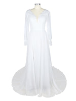 Lace V-Neck Slit Wedding Dress 